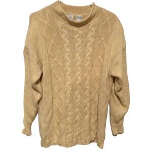Vintage Denim Republic Yellow Cable Knit Long Sleeve Sweater Women’s Size L